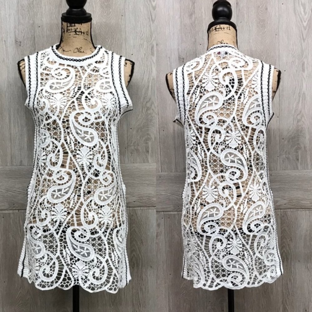 Knit Crochet Cover Up White A6